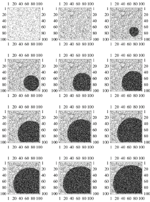 Transient of the favor-3 Abelian Sandpile model — a condensation nucleus of high grain density grows outward from a single point
